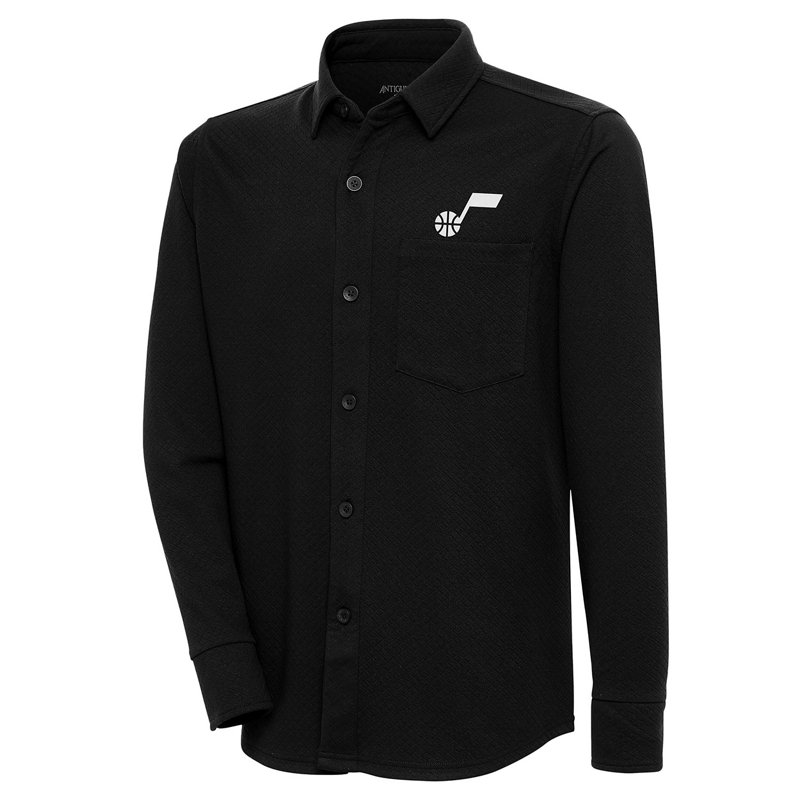 Antigua Utah Jazz Steamer Button-Up Shacket Black, Medium - NBA Tees at Academy Sports