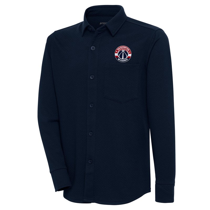 Antigua Washington Wizards Steamer Button-Up Shacket Navy Blue, 3X-Large - NBA Tees at Academy Sports