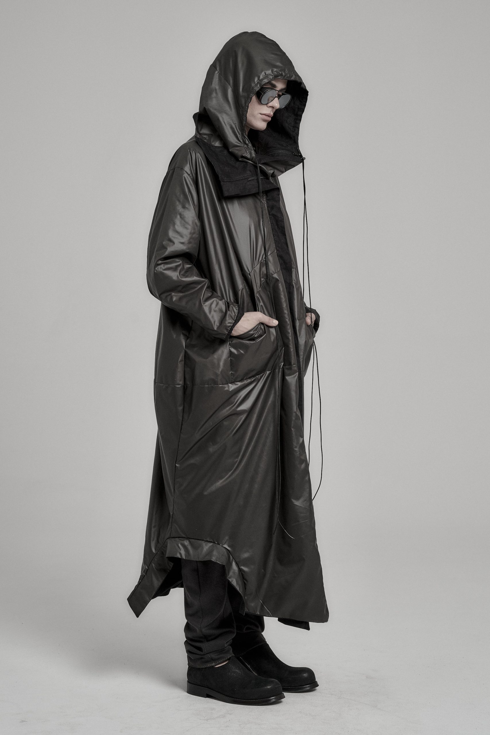 Antimatter Deconstructed Parka Mark Gb/Double Faced Black-Green Futuristic Jacket Extravagant Clothing By Powha