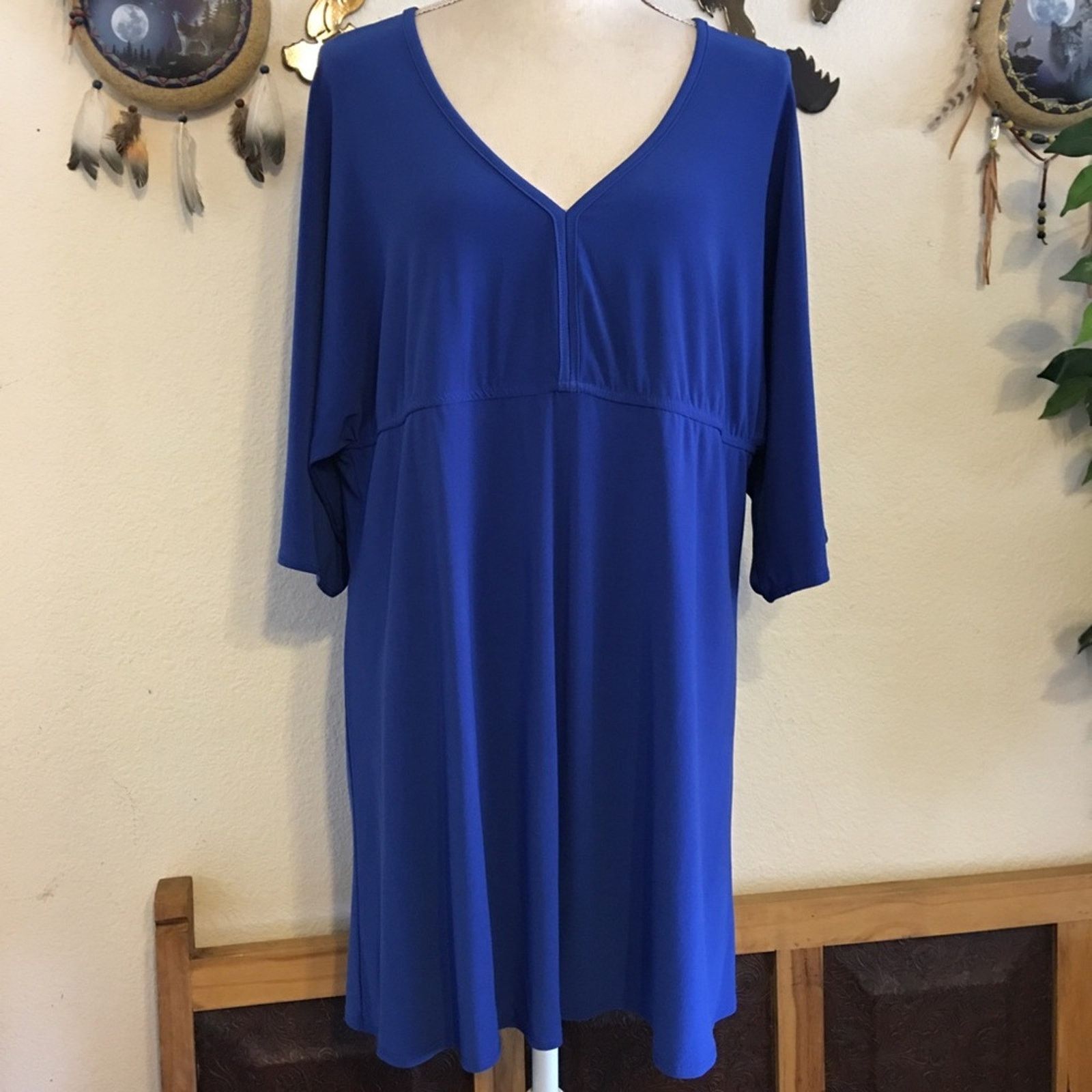 Antthony Royal Blue Half Sleeve Tunic Top Dress, Women's (Size XL)