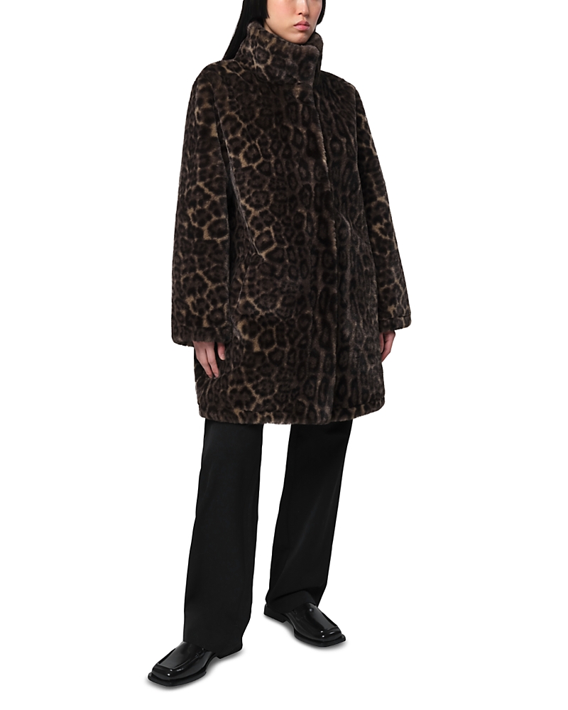 Apparis Faux Fur Blair Leopard Mid Length Coat