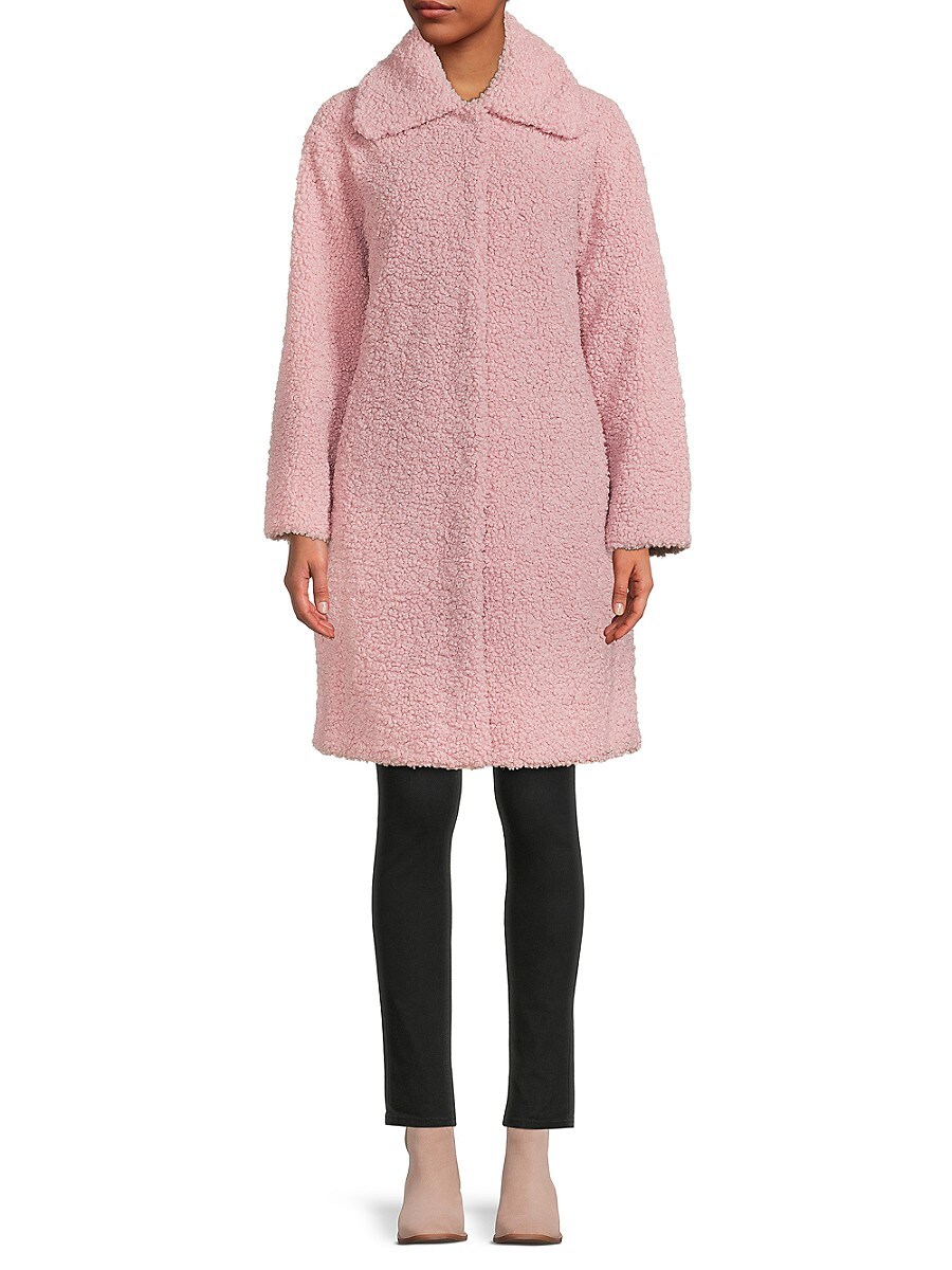 Apparis Women's Collared Faux Fur Coat - Pink - Size S