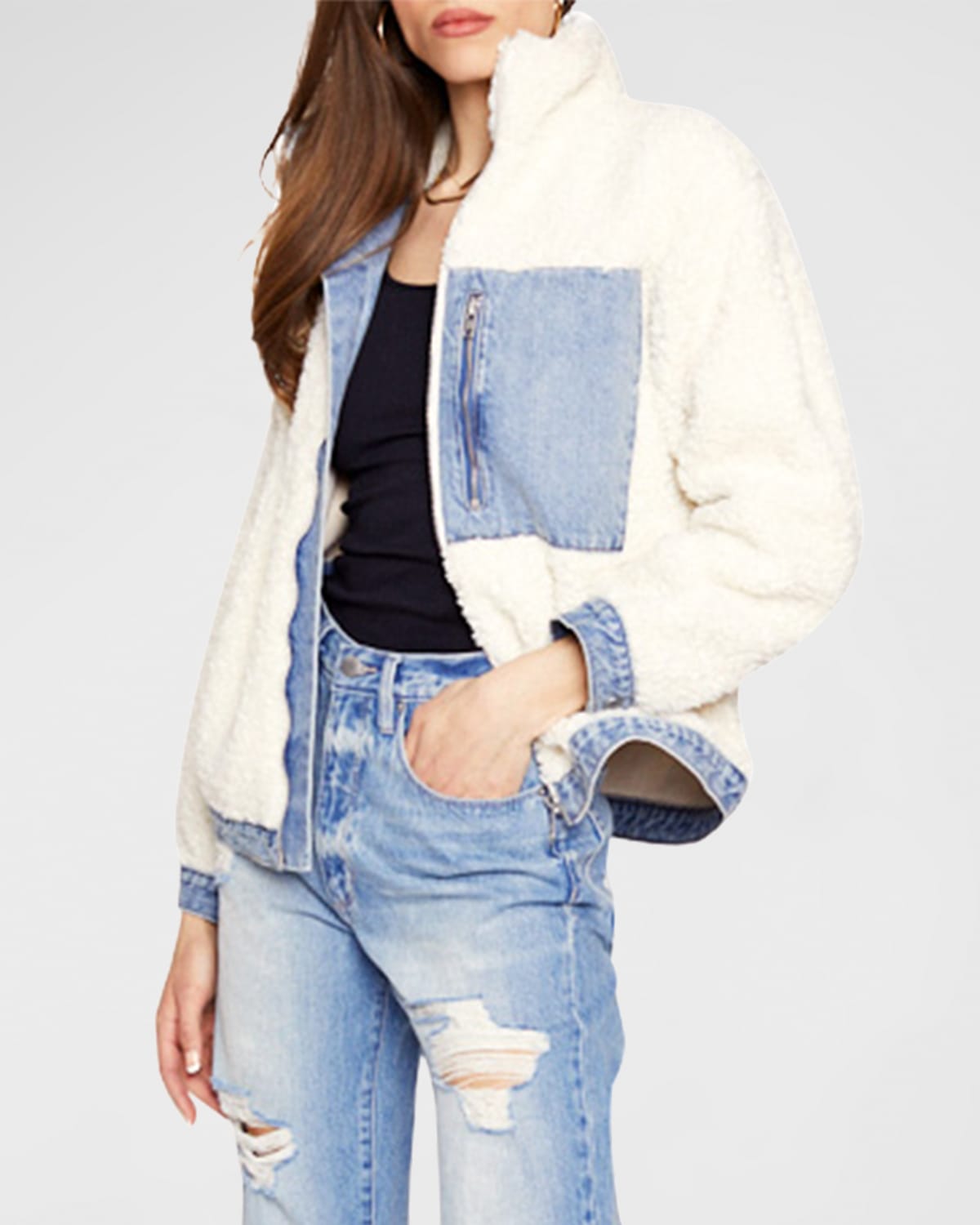 Apres Ski Oversized Jacket with Denim Accents