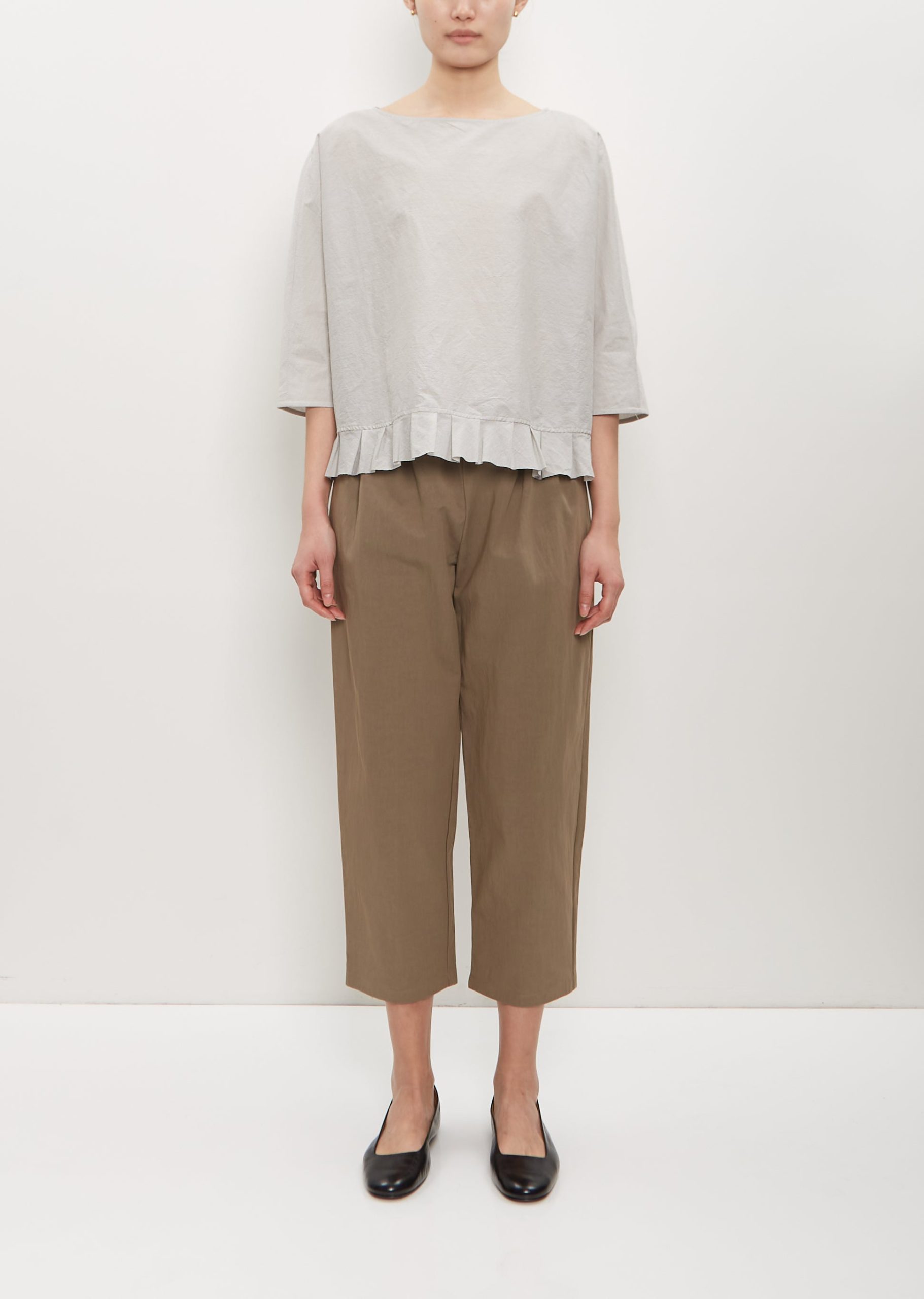 Apuntob Cotton Poly Cropped Pleated Pant ?? Mud Size: XS