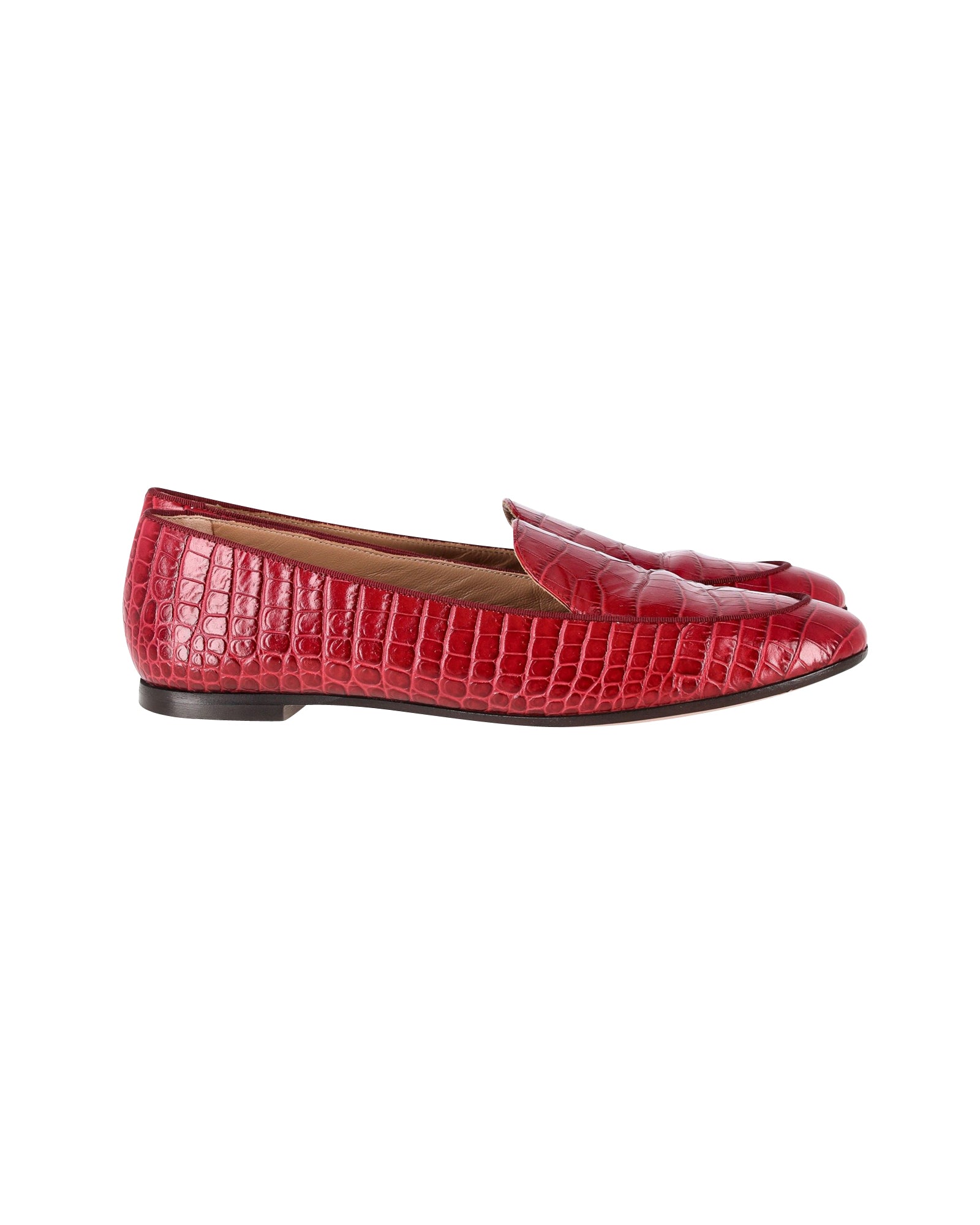 Aquazurra Loafers in Red Croc-Effect Leather