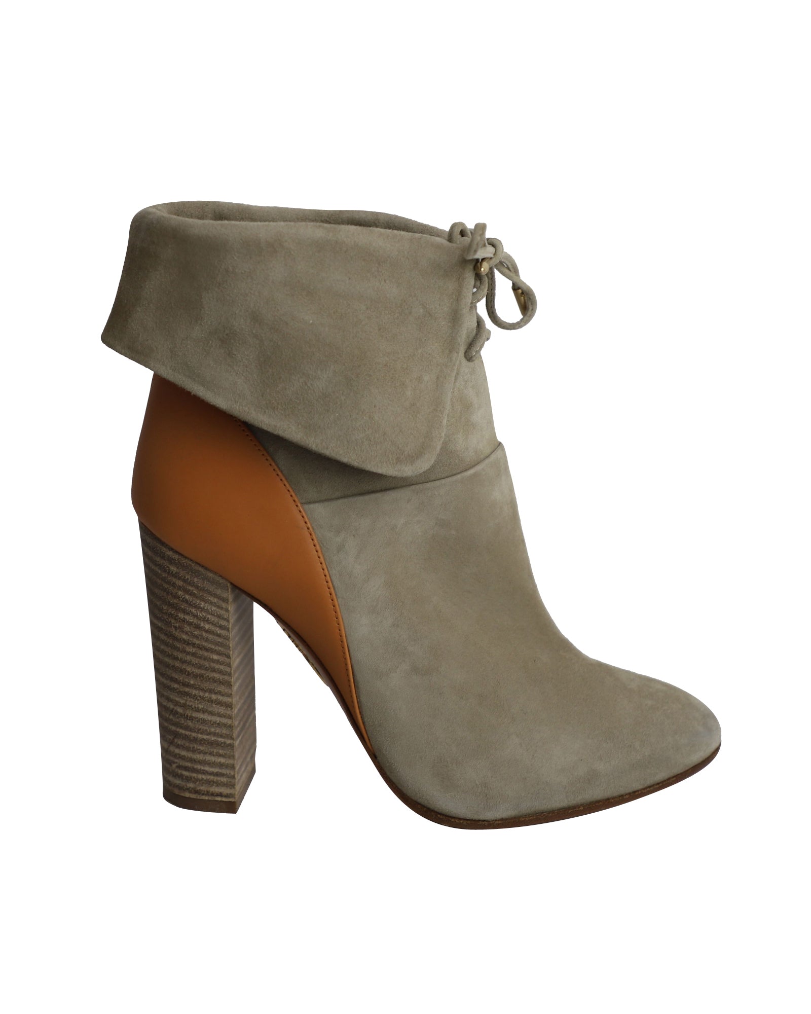 Aquazzura Cambridge Ankle Boots in Beige Suede