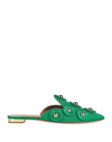 Aquazzura Woman Mules & Clogs Emerald green Size 5 Textile fibers