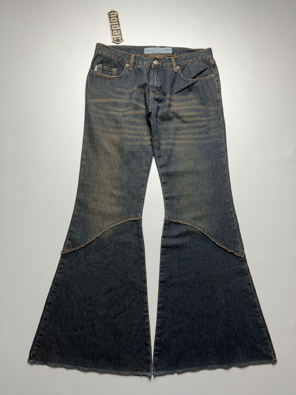 Archival Clothing x Hysteric Glamour Vintage Washed Flared Wide Jeans Denim Pants 90's Style in Blue, Women's (Size 28)