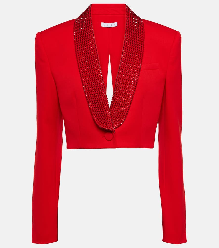 Area Crystal-embellished cropped wool blazer