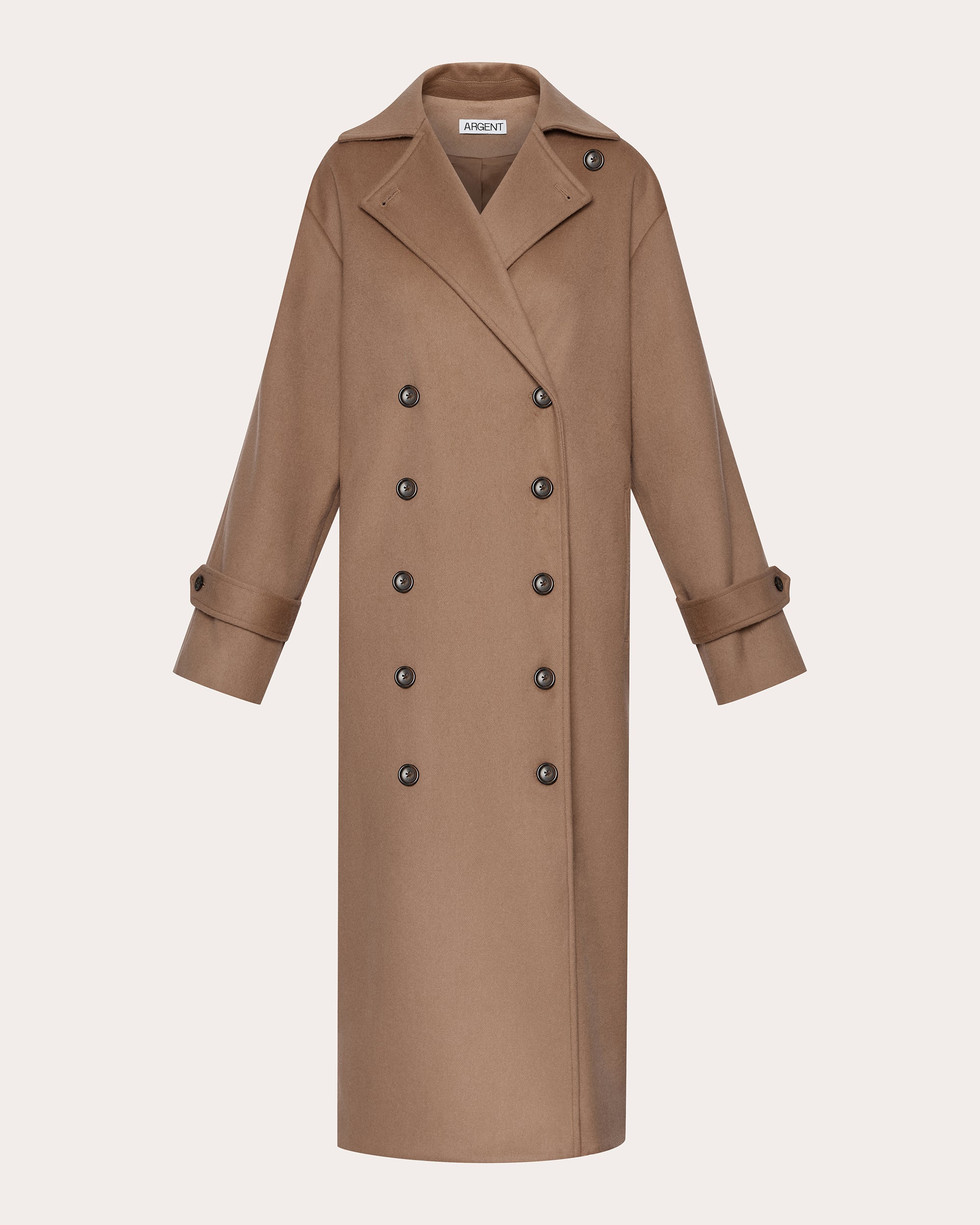 Argent Women's Double-Breasted Wool Coat in Camel Cashmere/Wool/Nylon