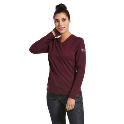 Ariat Flame-Resistant AC Long-Sleeve Top for Ladies - Malbec - M