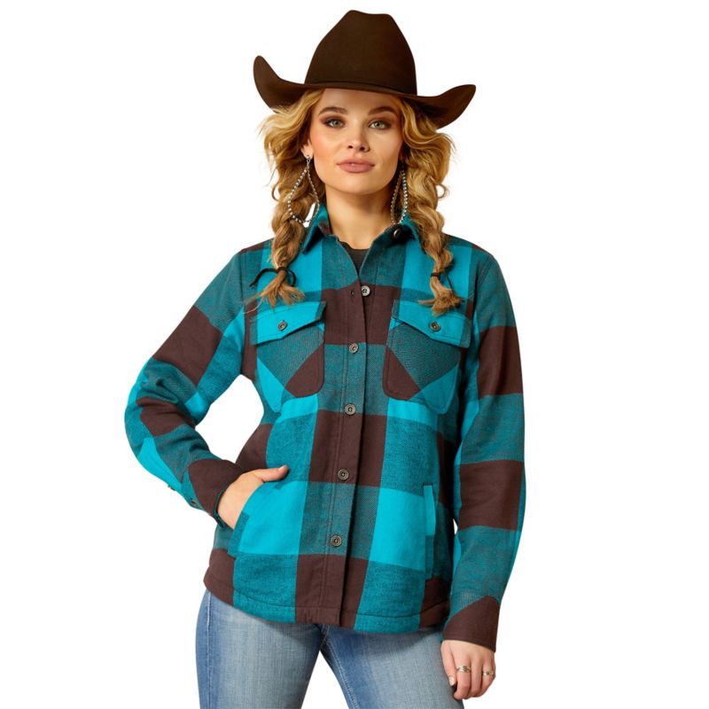 Ariat Ladies Plaid Shirt Jacket L Buffalo Print