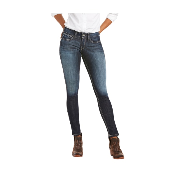 Ariat R.E.A.L Ella Mid Rise Stretch Outseam Skinny Jeans for Ladies - Celestial - 30 Regular