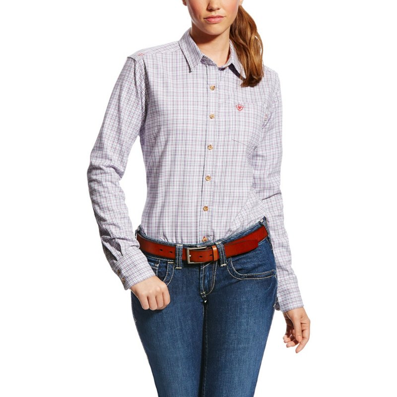 Ariat Women's FR Marion Work Shirt Purple, Large - Women's Outdoor Long-Sleeve Tops at Academy Sports