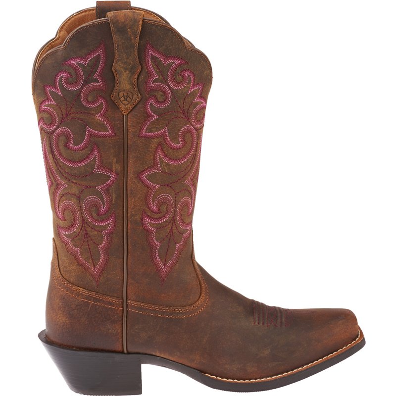 Ariat Women's Round Up Square-Toe Cowboy Boots Brown, 11 - Women's Ropers at Academy Sports