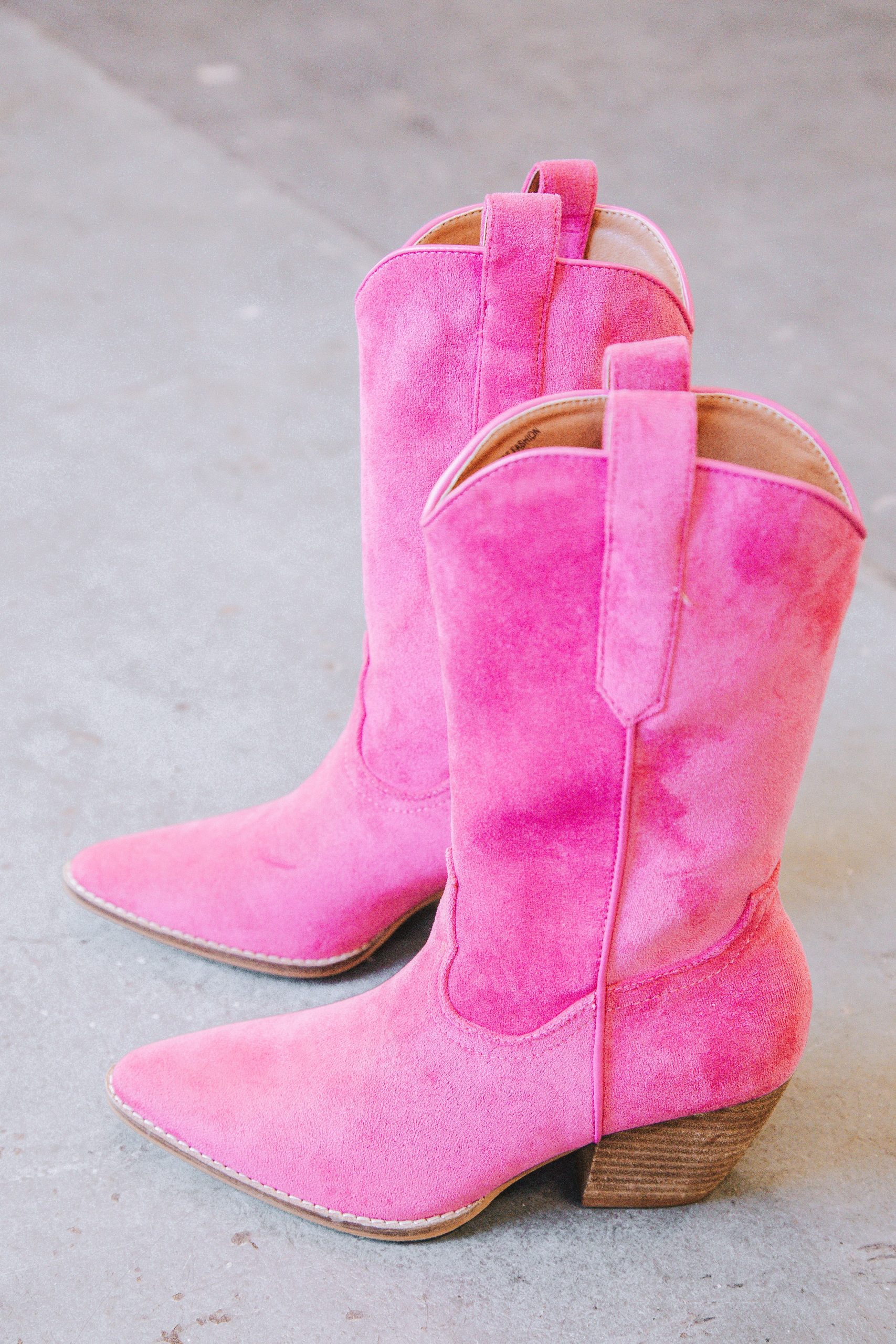 Arisa Mid Calf Faux Suede Boot Fuschia