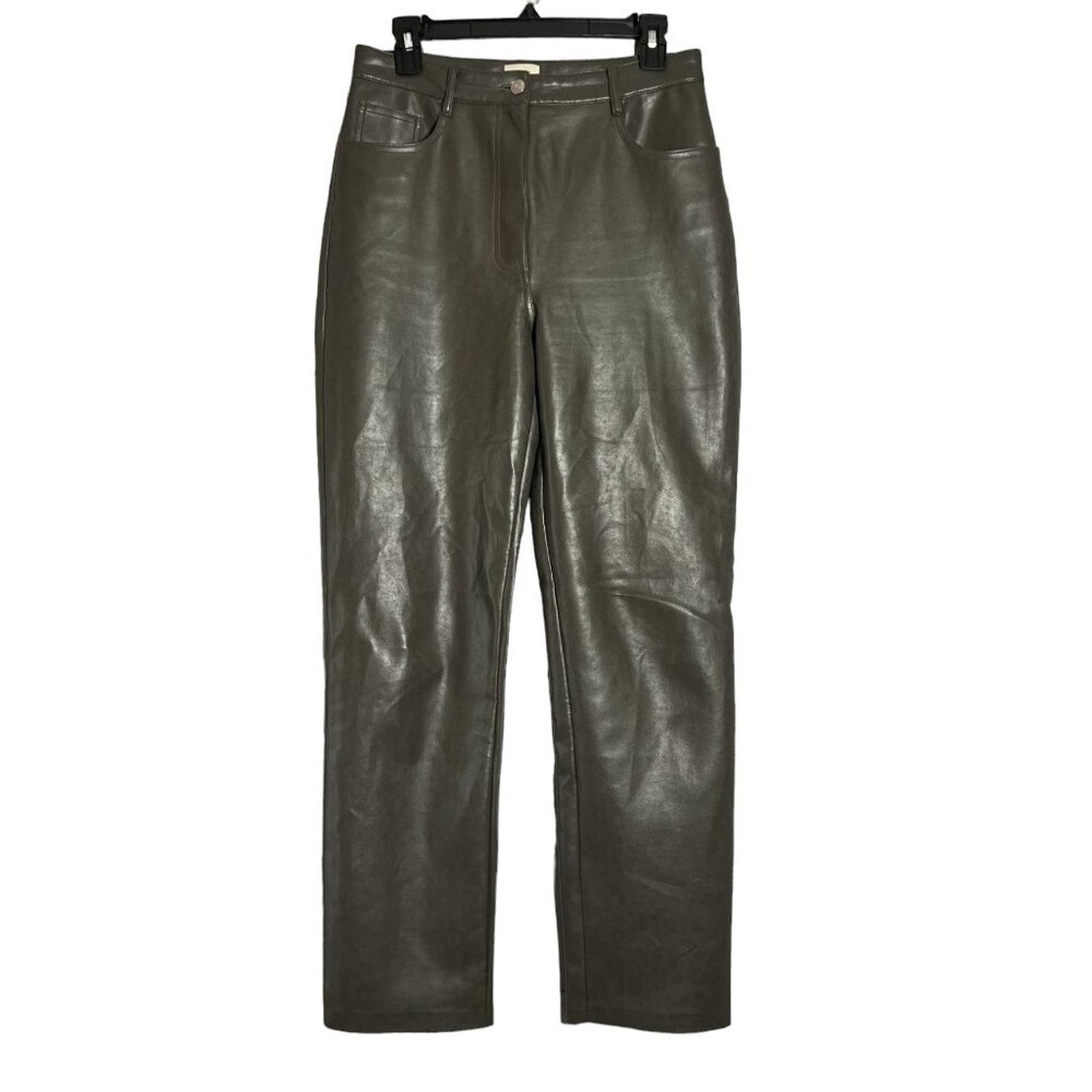 Aritzia Wilfred Melina Straight Leg Vegan Leather Pant 10 in Green, Women's (Size 32)