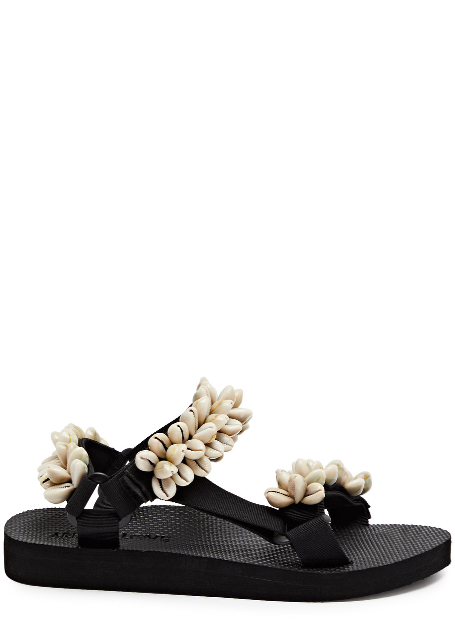 Arizona Love Trekky Shell Embellished Sandals, Sandals, Foam Midsole - Black - 6