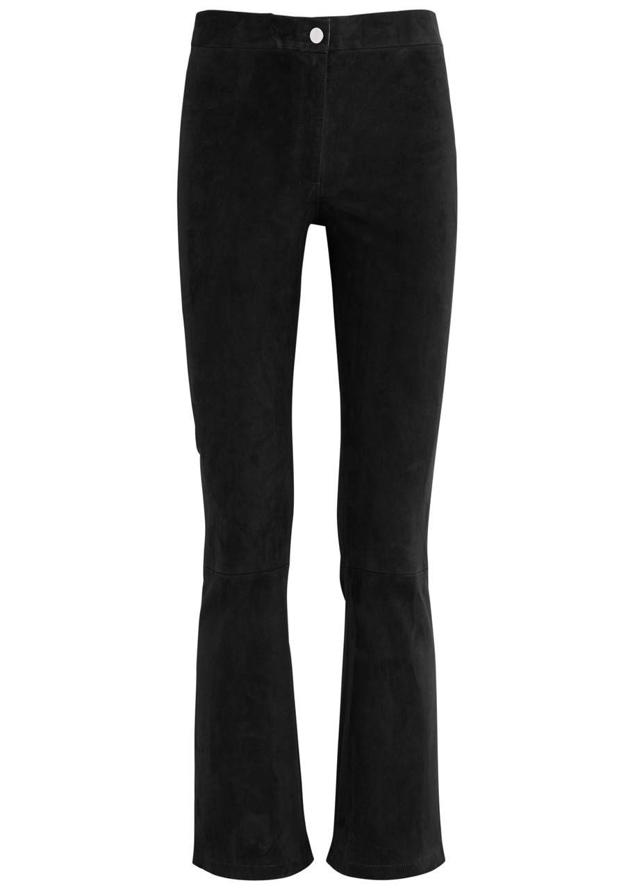 Arma Lively Cropped Flared Suede Trousers - Black - 36 (UK8 / S)