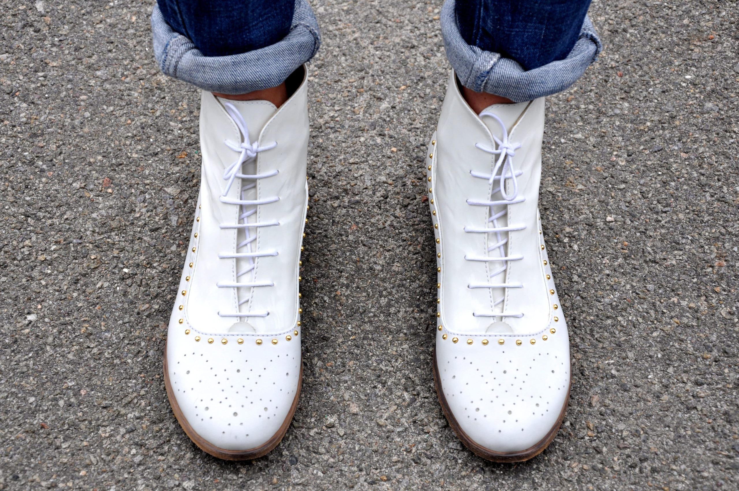 Armada - Women Bridal Boots, Lace-Up Leather Oxford White Ankle Custom Boots, Free Customization