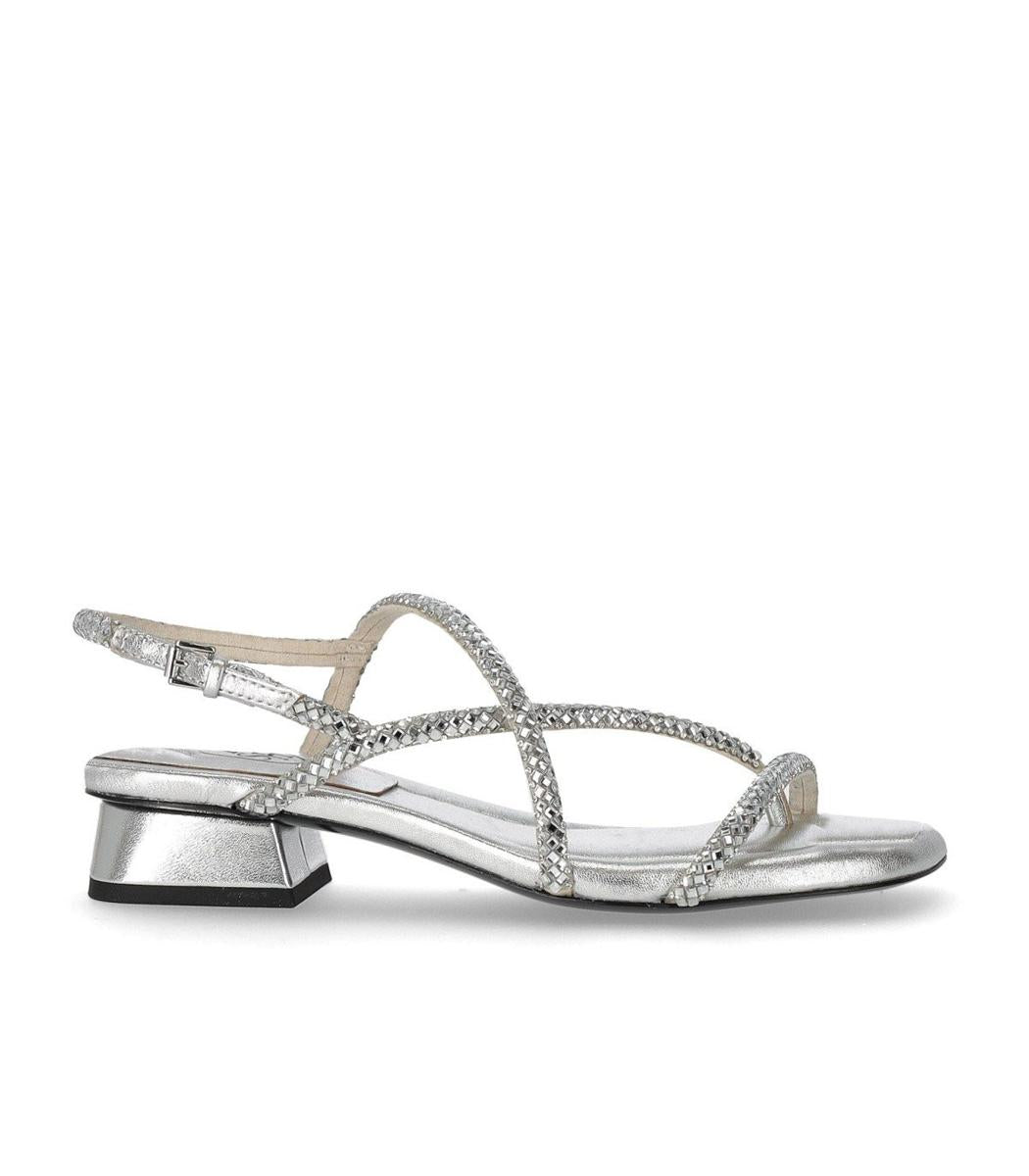 Ash Isla Silver Mid-Heeled Sandal