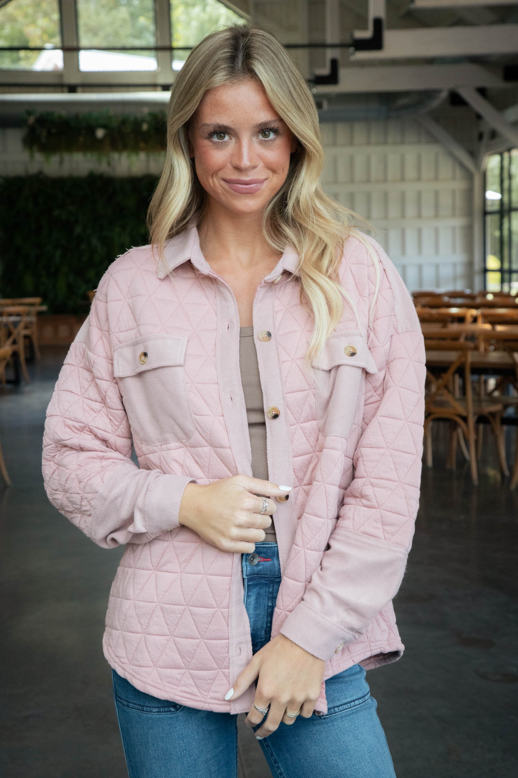 Asha Quilted Shacket Blush