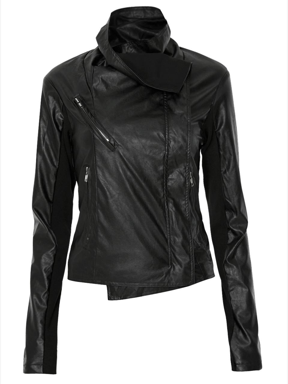 Asymmetrical Biker Leather Jacket (FL -047Leather)