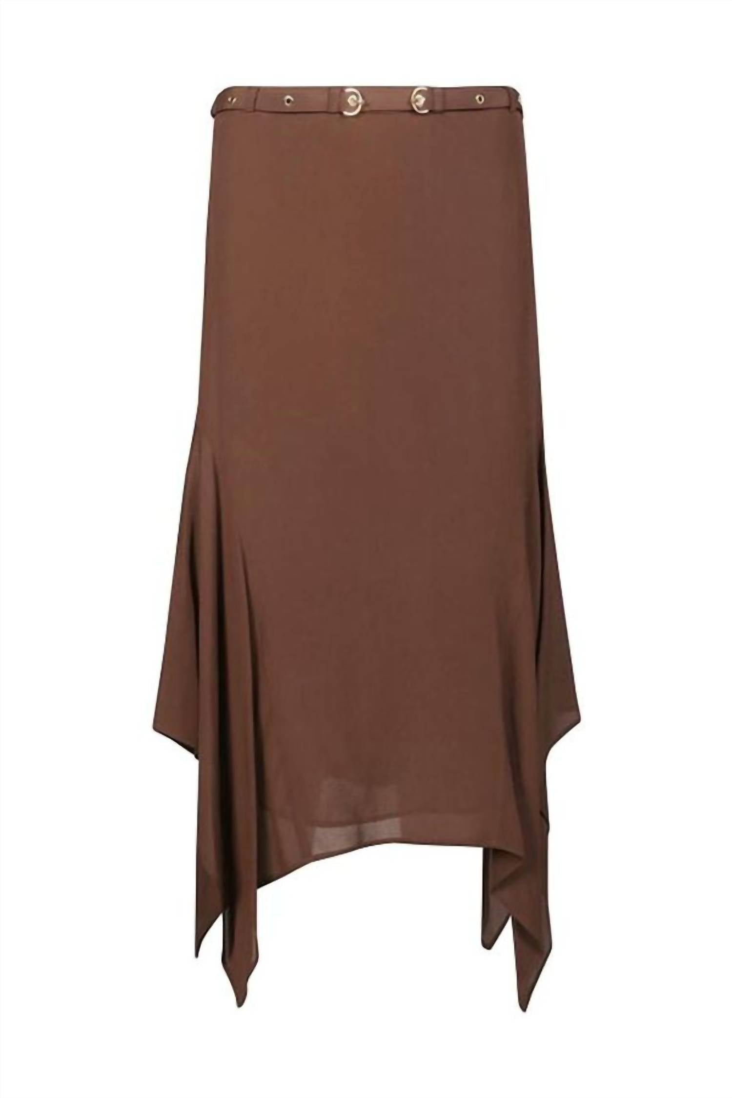 Asymmetrical Midi Skirt In Chestnut