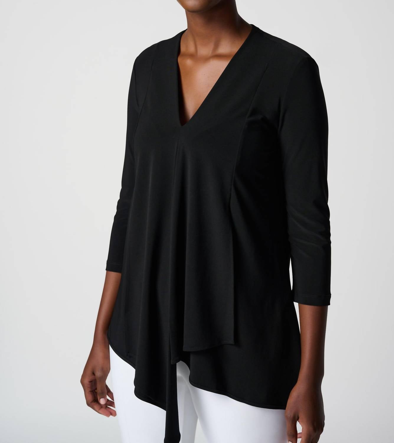 Asymmetrical Tunic Top In Black