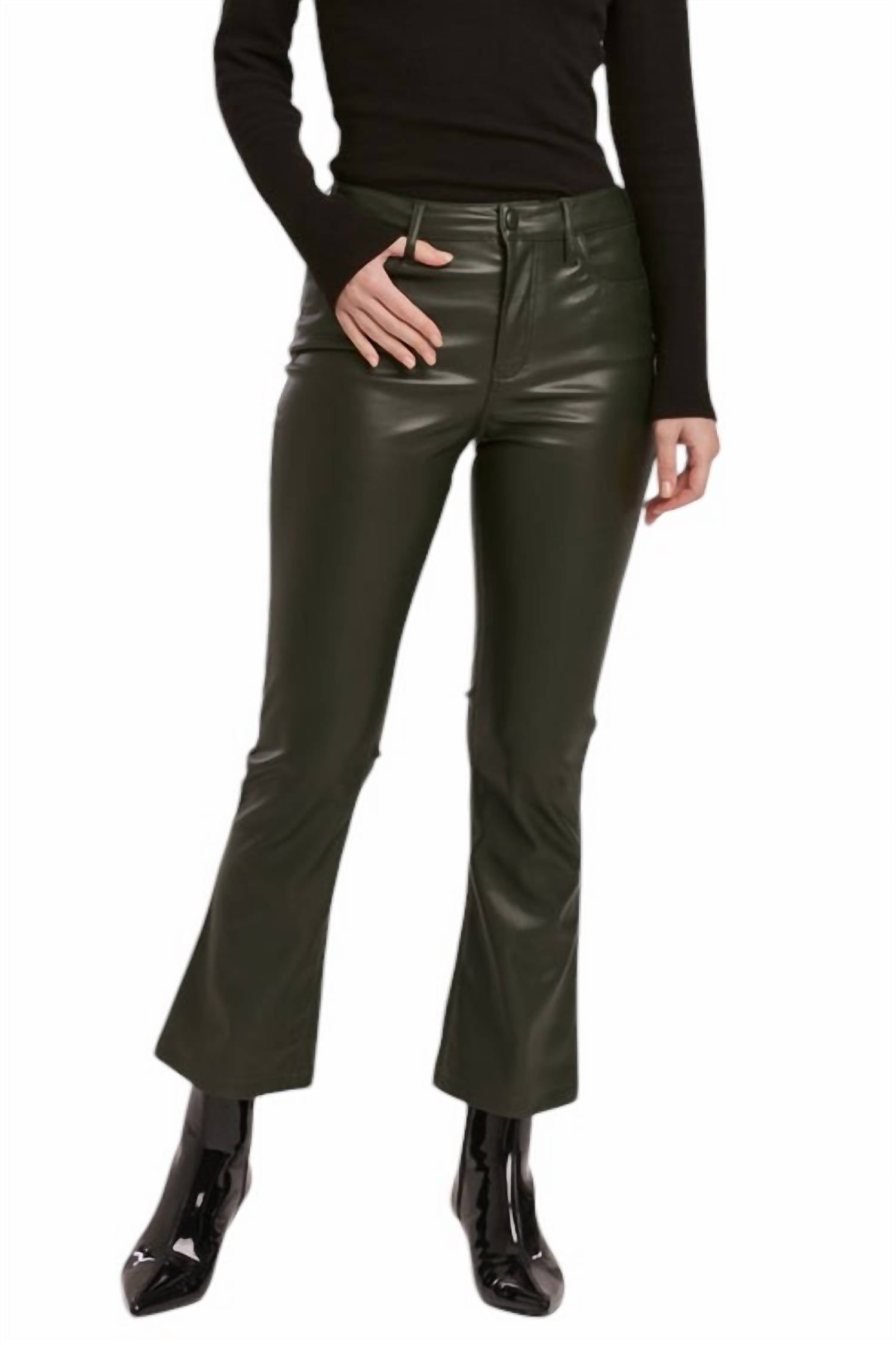 Audrey Leather Pant In Hunter Green