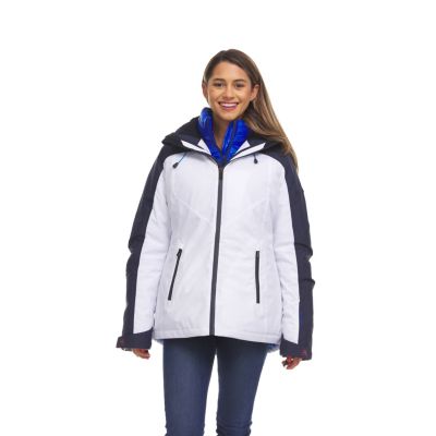 Avalanche Womens Ski Jacket 3 in 1 Waterproof Winter Jacket Snow Jacket Windproof Hooded with Inner Warm Puffer Coat (Standard and Plus Size), Whit