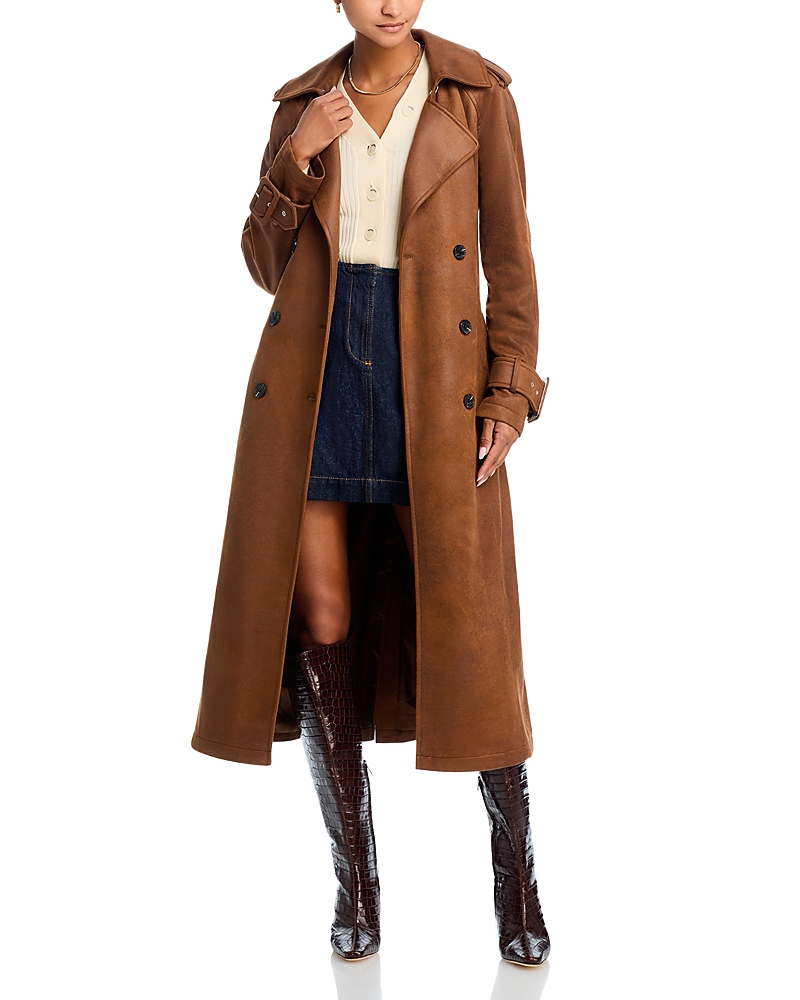 Avec Les Filles Faux Leather Trench Coat