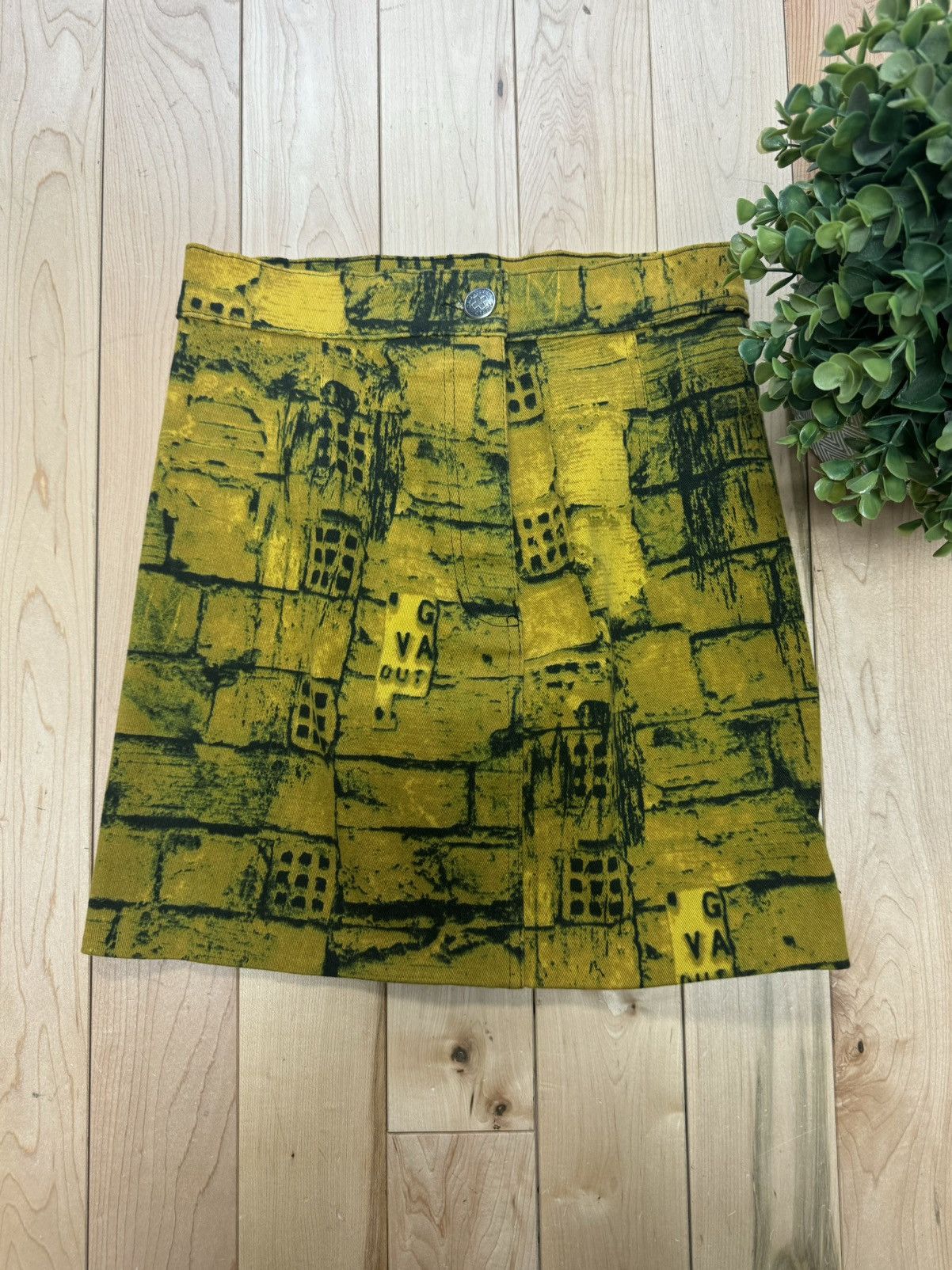 Aw1997 Jean Paul Gaultier 'Fight Racism' Denim Mini Skirt in Yellow, Women's (Size 26)