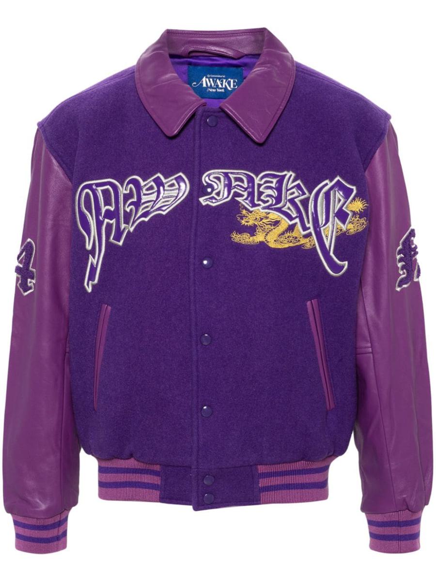 Awake Ny Dragon Embroidered Varsity Jacket