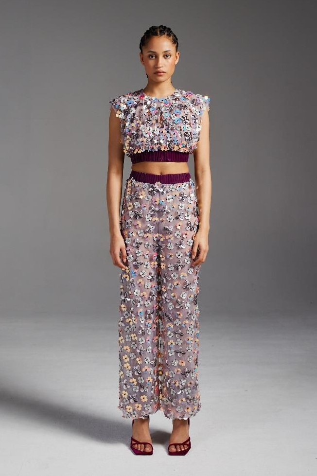 Azzi & Osta Embroidered Crop Top With Pants