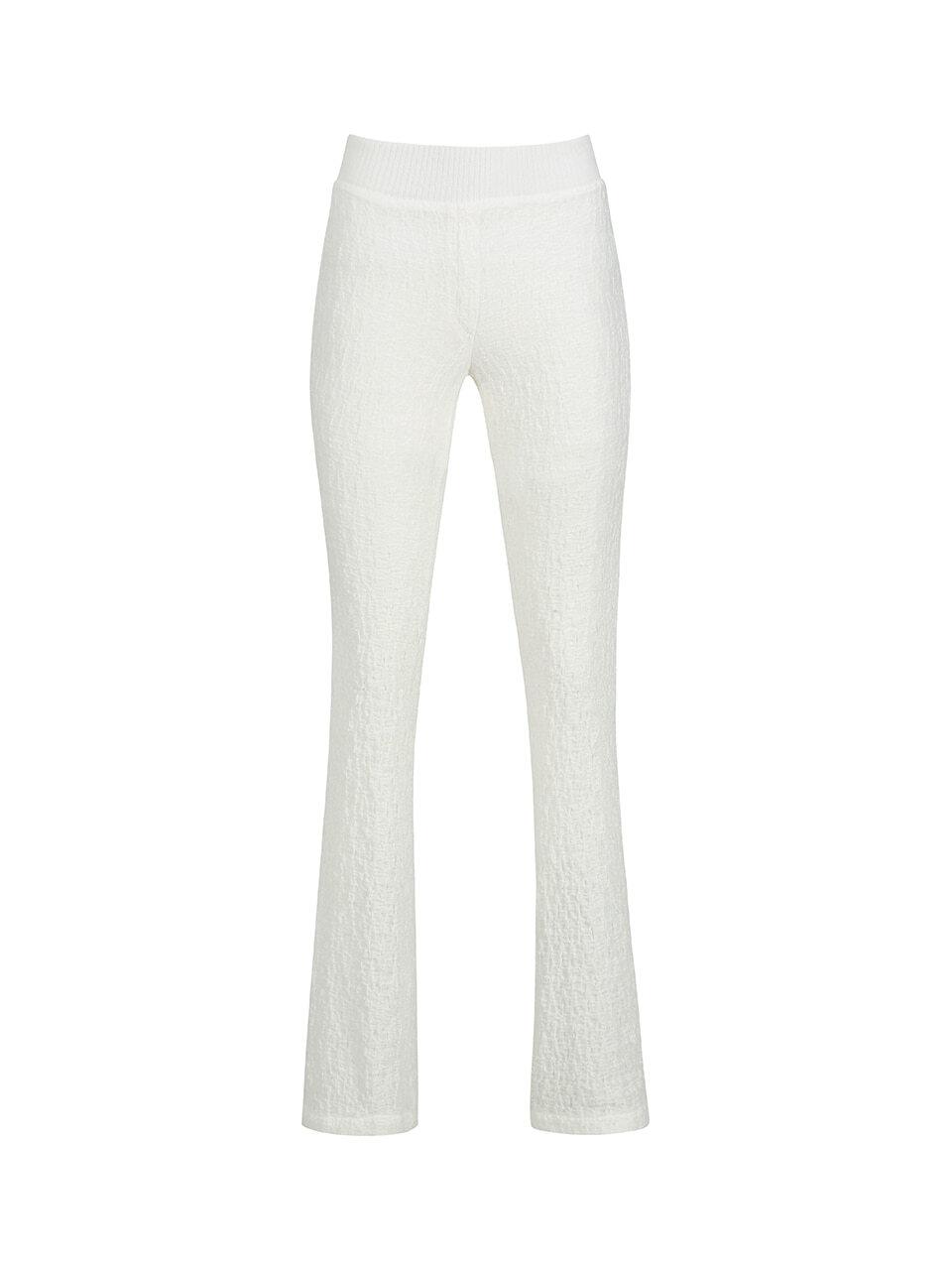 BAND FLARED BOOTCUT TROUSERS_WHITE