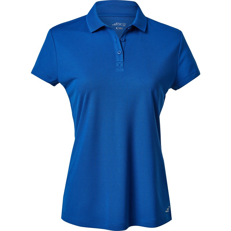 BCG Women's Tennis Solid Short Sleeve Polo Shirt Blue Dark, X-Small - Women's Athletic Performance Tops at Academy Sports