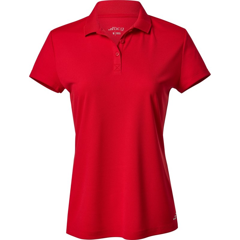 BCG Women's Tennis Solid Short Sleeve Polo Shirt Red, X-Small - Women's Athletic Performance Tops at Academy Sports