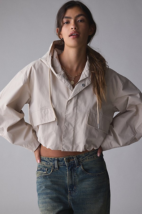 BDG Casey Cropped Windbreaker Jacket in Tan, Women's at Urban Outfitters