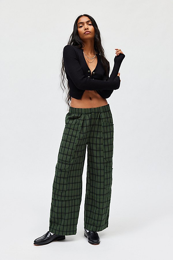 BDG Charlie Gingham Wide-Leg Pant in Green, Women's at Urban Outfitters