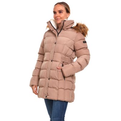 BHPC Women's Hooded Warm Winter Coat Quilted Thicken Puffer Jacket with Hood (Standard and Plus Size), Champagne, Small