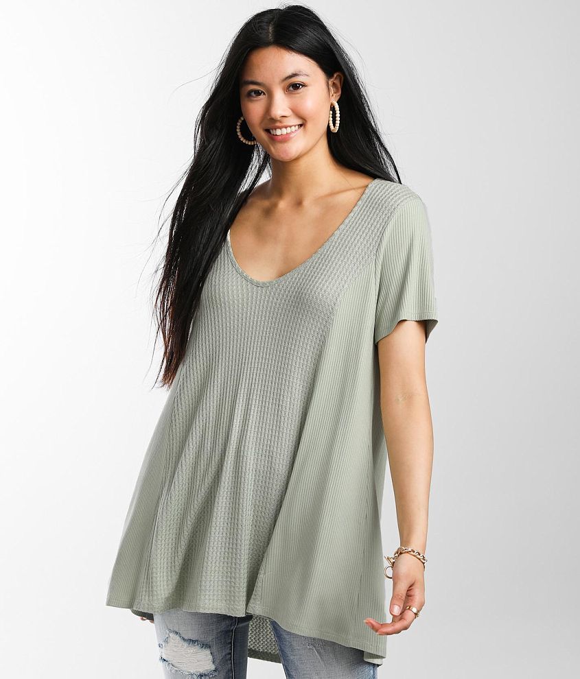 BKE Waffle Knit Tunic Top