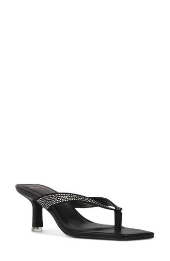 BLACK SUEDE STUDIO Estelle Square-toe Heeled Sandal in Black Embellished at Nordstrom Rack, Size 8.5Us / 38.5Eu