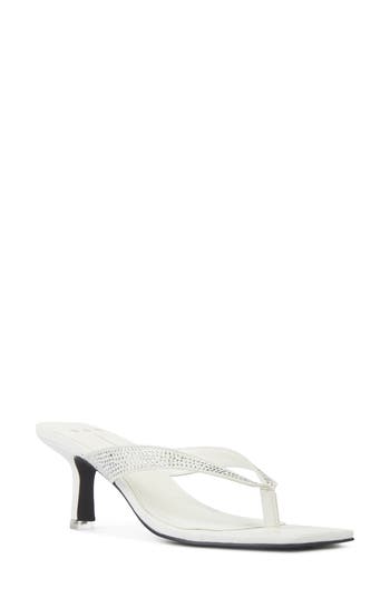 BLACK SUEDE STUDIO Estelle Square-toe Heeled Sandal in White Embellished at Nordstrom Rack, Size 8Us / 38Eu