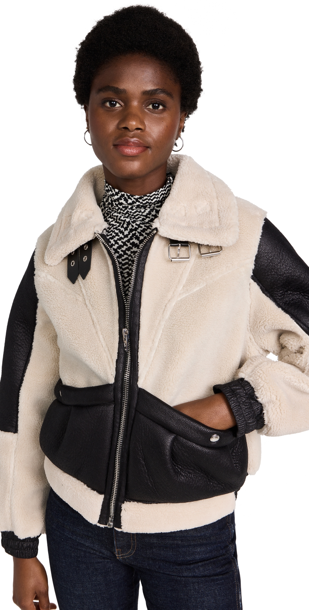 BLANKNYC Blaze Out Faux Sherpa Moto Jacket Blaze Out XS