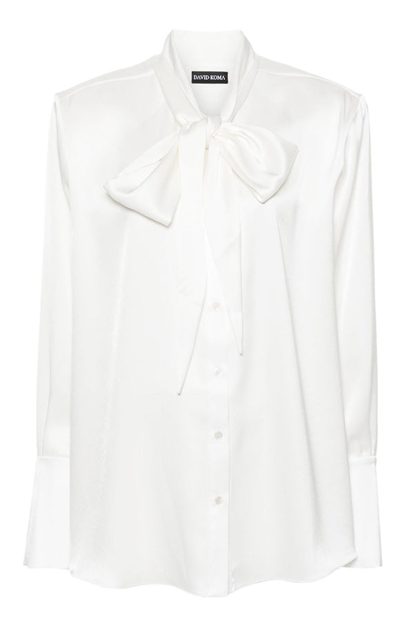 BOW-DETAIL SATIN SHIRT