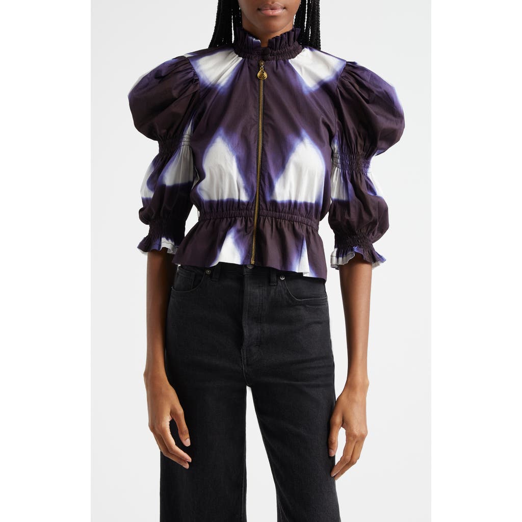 BUSAYO Oreola Peplum Top in Indigo Blue, White at Nordstrom Rack, Size Xx-Small