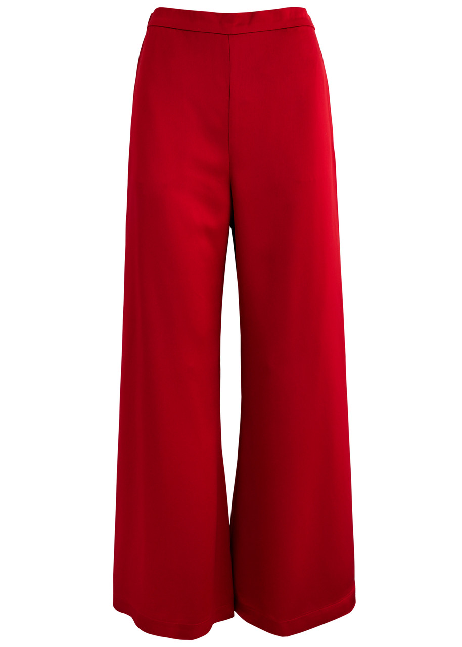 BY Malene Birger Lucee Flared-leg Satin Trousers - Red - 36 (UK8 / S)