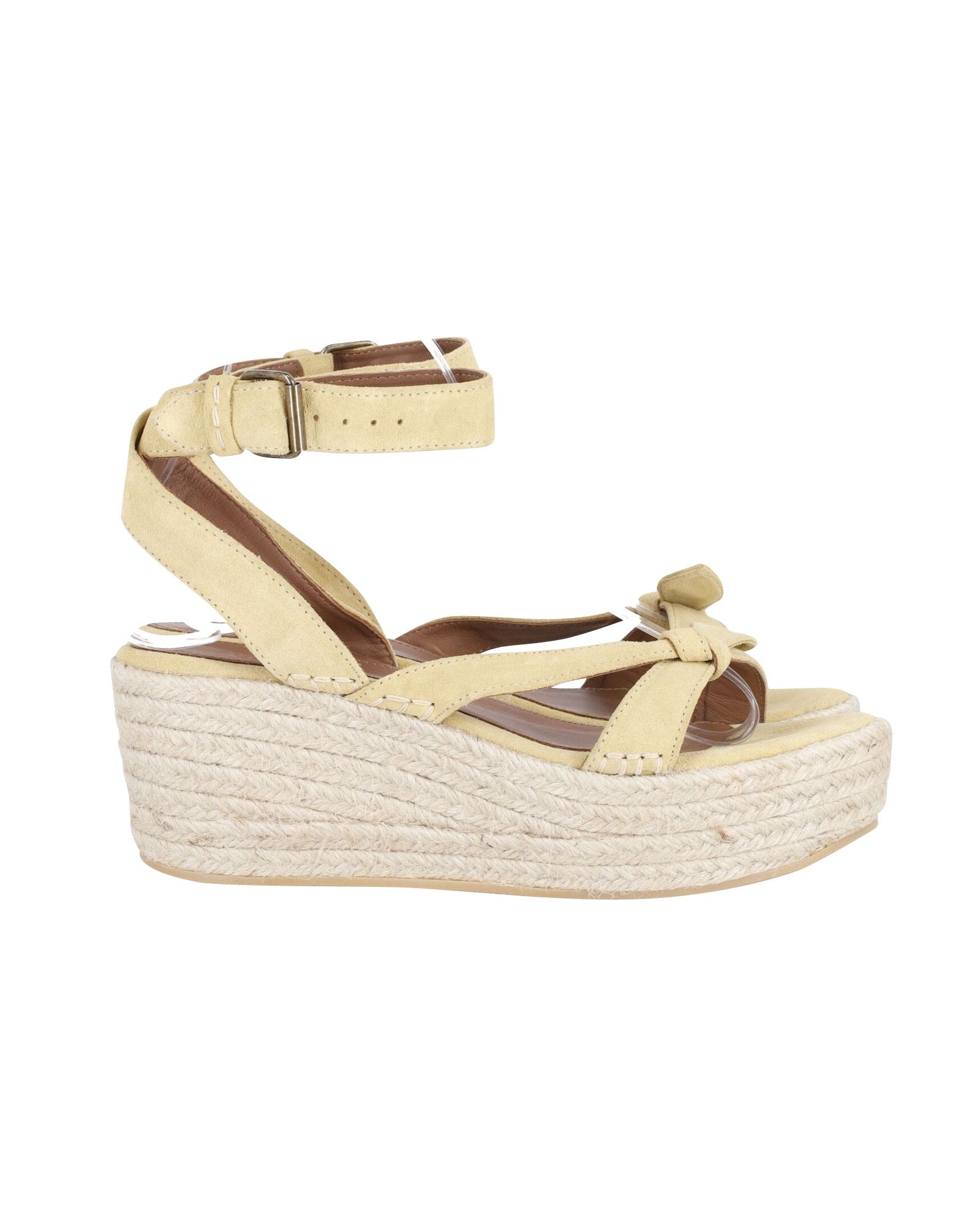 Ba & Sh Ankle Strap Wedge Espadrilles in Beige Suede