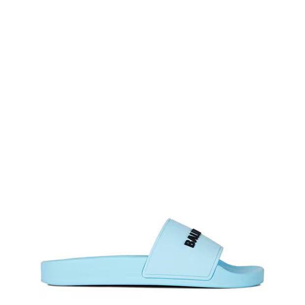 Balenciaga O1G2R1Mq0924 Logo Sliders In Sky Blue, Women's (Size 5)